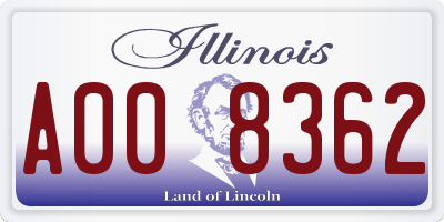 IL license plate A008362