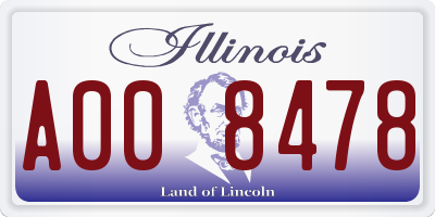 IL license plate A008478