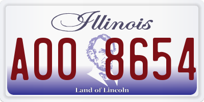 IL license plate A008654
