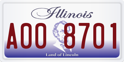 IL license plate A008701