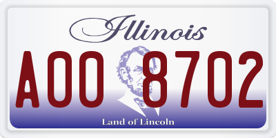 IL license plate A008702