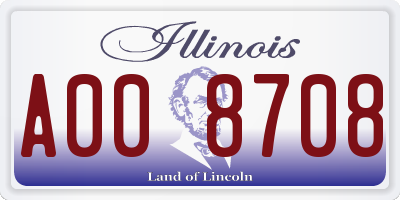 IL license plate A008708