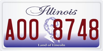 IL license plate A008748