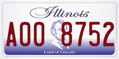 IL license plate A008752