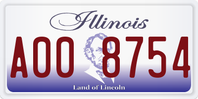 IL license plate A008754