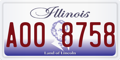 IL license plate A008758