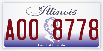 IL license plate A008778