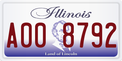 IL license plate A008792