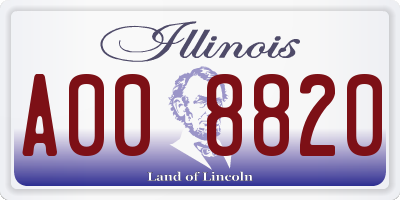 IL license plate A008820