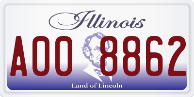 IL license plate A008862