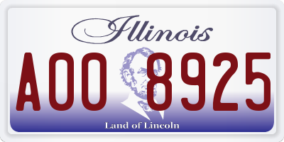 IL license plate A008925