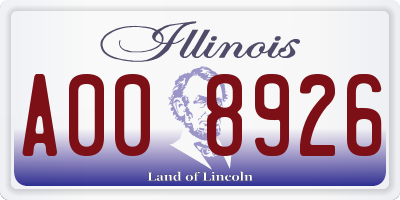 IL license plate A008926