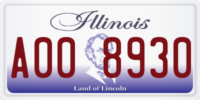 IL license plate A008930