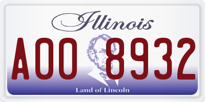 IL license plate A008932