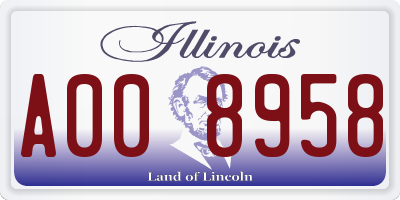 IL license plate A008958