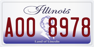 IL license plate A008978