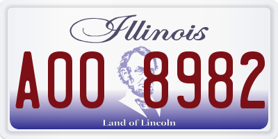 IL license plate A008982