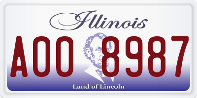 IL license plate A008987