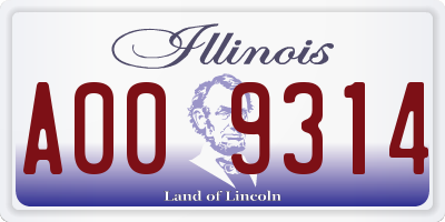 IL license plate A009314