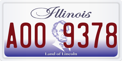 IL license plate A009378