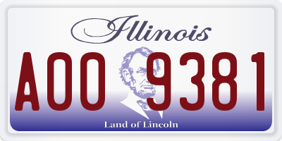 IL license plate A009381