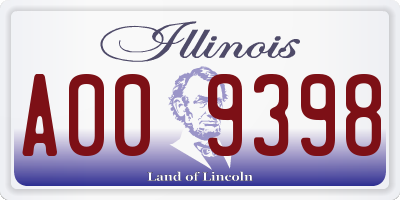 IL license plate A009398