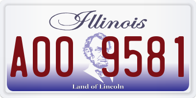 IL license plate A009581