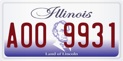 IL license plate A009931
