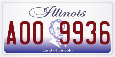 IL license plate A009936