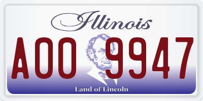 IL license plate A009947