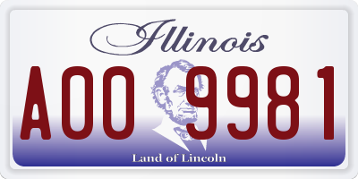 IL license plate A009981