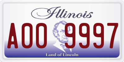 IL license plate A009997