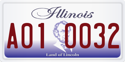 IL license plate A010032