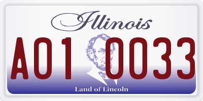 IL license plate A010033