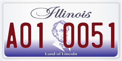 IL license plate A010051