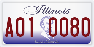 IL license plate A010080