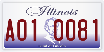 IL license plate A010081