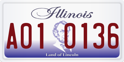 IL license plate A010136