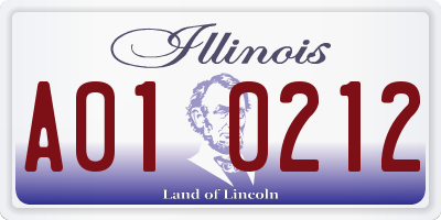 IL license plate A010212