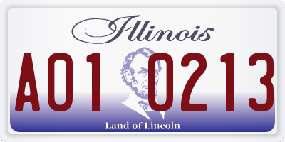 IL license plate A010213