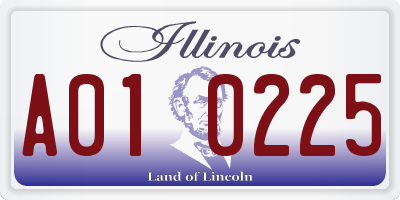 IL license plate A010225