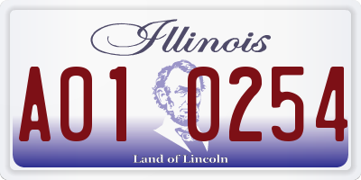 IL license plate A010254