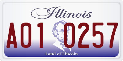 IL license plate A010257