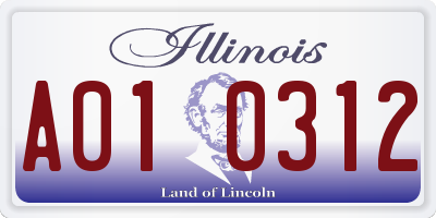 IL license plate A010312