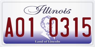 IL license plate A010315