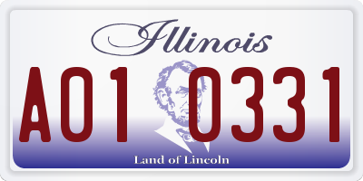 IL license plate A010331