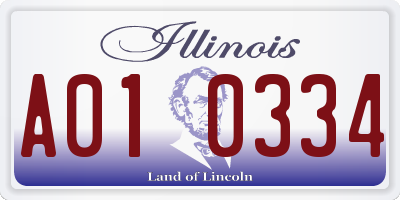 IL license plate A010334