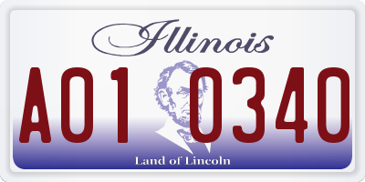 IL license plate A010340