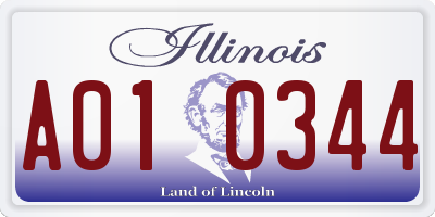 IL license plate A010344