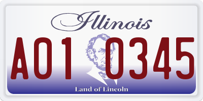 IL license plate A010345